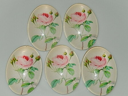 CBG138O25 Glascabochon met bloemen 1 st ovaal 25x18 mm