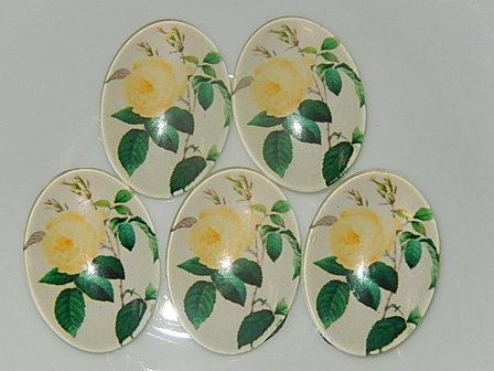 CBG140O25 Glascabochon met bloemen 1 st ovaal 25x18 mm