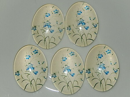 CBG141O25 Glascabochon met bloemen 1 st ovaal 25x18 mm