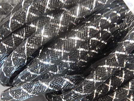 DN1001 Mesh tubing vanaf 20 cm gaaskoord 8 mm met zilverdraad zwart