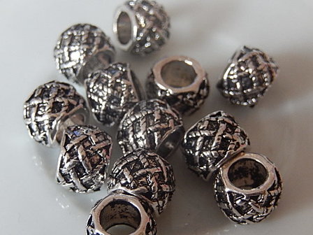 M0213 Tibetaans zilveren kraal 1 st pandorastijl 7x9 mm
