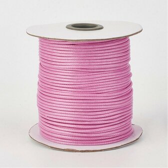 DRW607X020 Waxkoord 1 m gewaxed polyester koord 2 mm dik roze