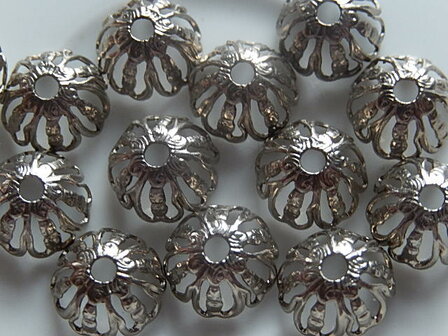 KK00102 Filigraan zilveren kralenkapje 1 st 6x11 mm