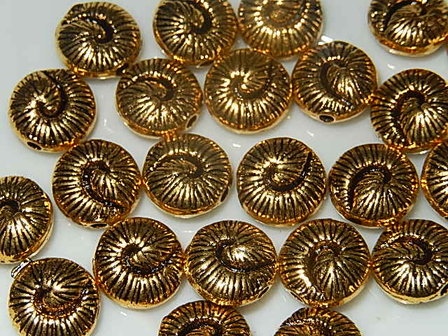 M3223 Metalen kraal 1 st antiek goud rond plat 10x10x5 mm 