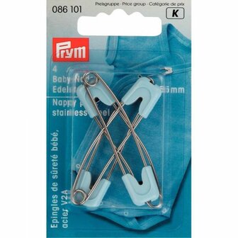 Prym Babyveiligheidsspeld rvs wit 55 mm 4 st