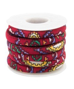 DRN203R050 Nylon sieradenkoord 20 cm rood met Aztec motief Castillo 5 mm