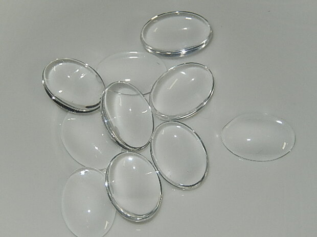 CBG101O18 Glas cabochon 8 st transparant ovaal 18x13 mm