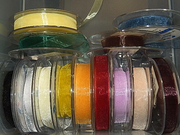 LO1500 Organza lint 15 mm breed meerdere kleuren