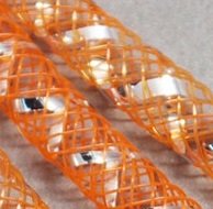 DN1801 Mesh tubing vanaf 20 cm gaaskoord 8 mm met zilverdraad oranje