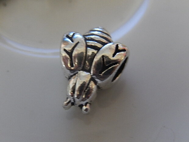 M0214 Tibetaans zilveren kraal 1 st pandorastijl 8x15 mm lieveheersbeestje