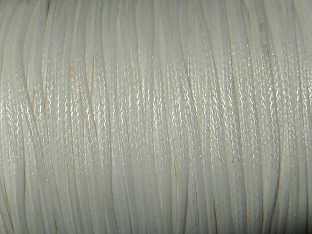 DRW102X010 Waxkoord 1 m gewaxed polyester koord 1 mm dik ivoorwit