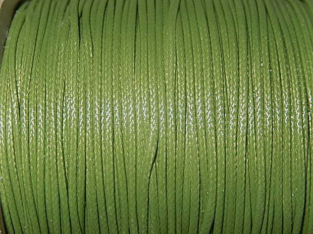 DRW504X010 Waxkoord 1 m gewaxed polyester koord 1 mm olijfgroen