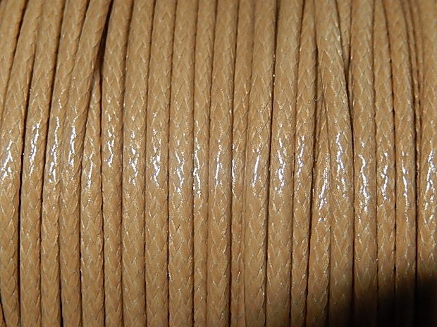 DRW705X020 Waxkoord 1 m gewaxed polyester koord 2 mm dik camel